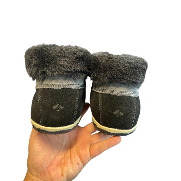 Sperry Top Sider Women's Elayna Duck Pile black suede Lined Boots Sz 10M Winter - Picture 3 of 10